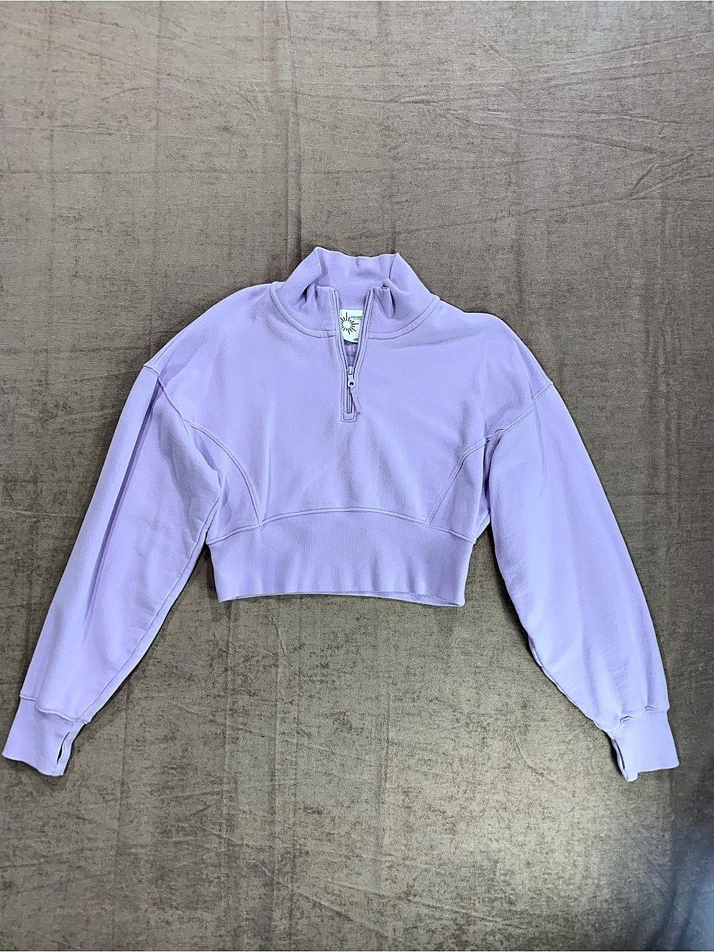 Offline Aerie Lavender Purple Cropped 1/4 Zip Sweatshirt Thumbholes Large